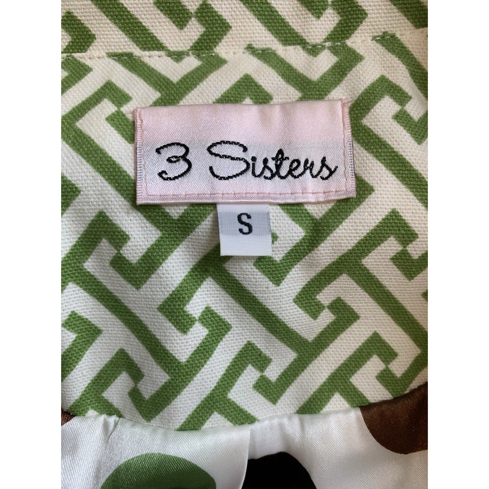 Vintage 3 Sisters Womens 1 Button Jacket Sz Small Green White Retro 70s Inspired - Picture 4 of 12